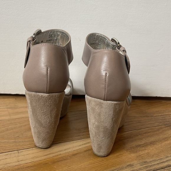 Hogan Gray Suede Leather Wedges Grey 36.5 Heels Shoes - Picture 9 of 9